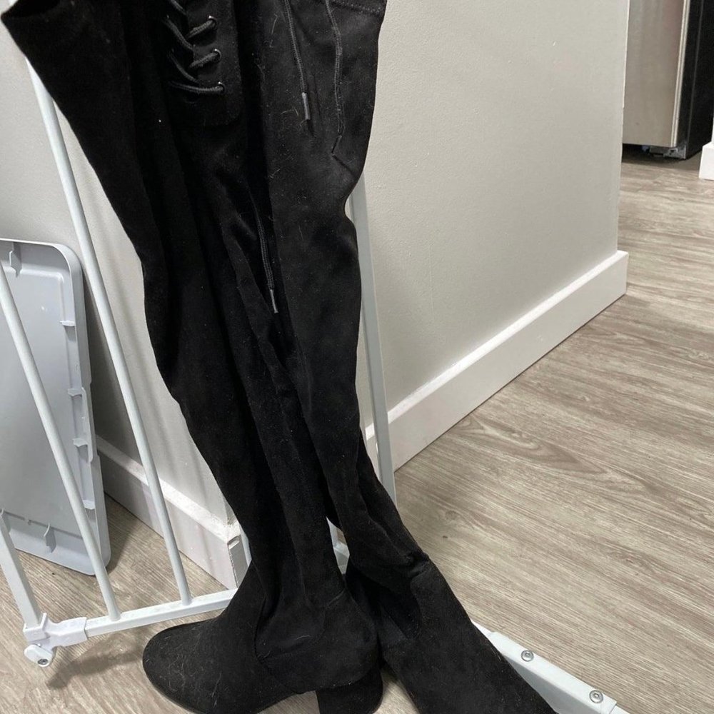 DREAM PAIRS Women's Over The Knee Thigh High Chunky Heel Boots